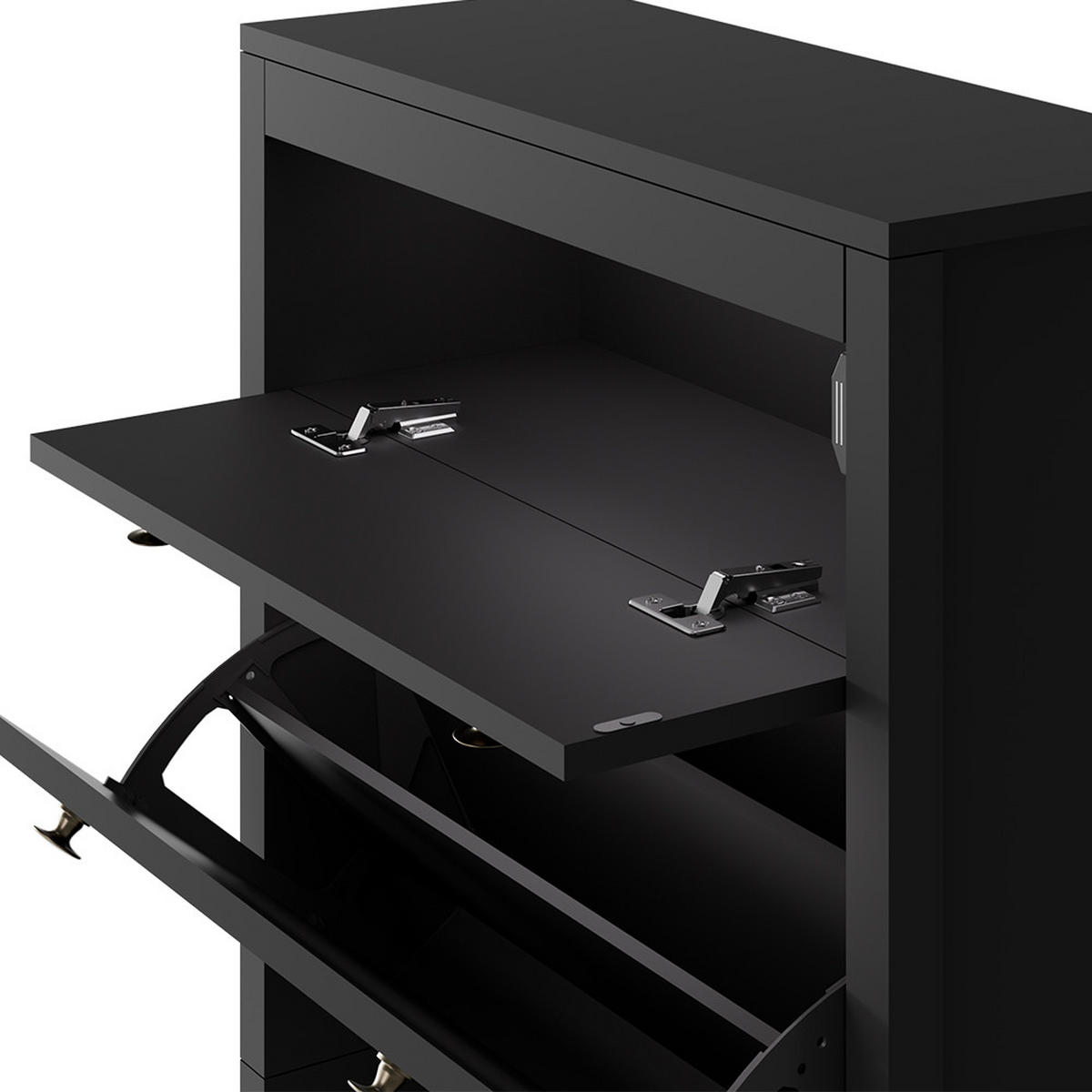 SCHUHSCHRANK Aron Schwarz 60 x 115 cm - Schwarz, Holzwerkstoff (60/115/23.5cm) - Vicco