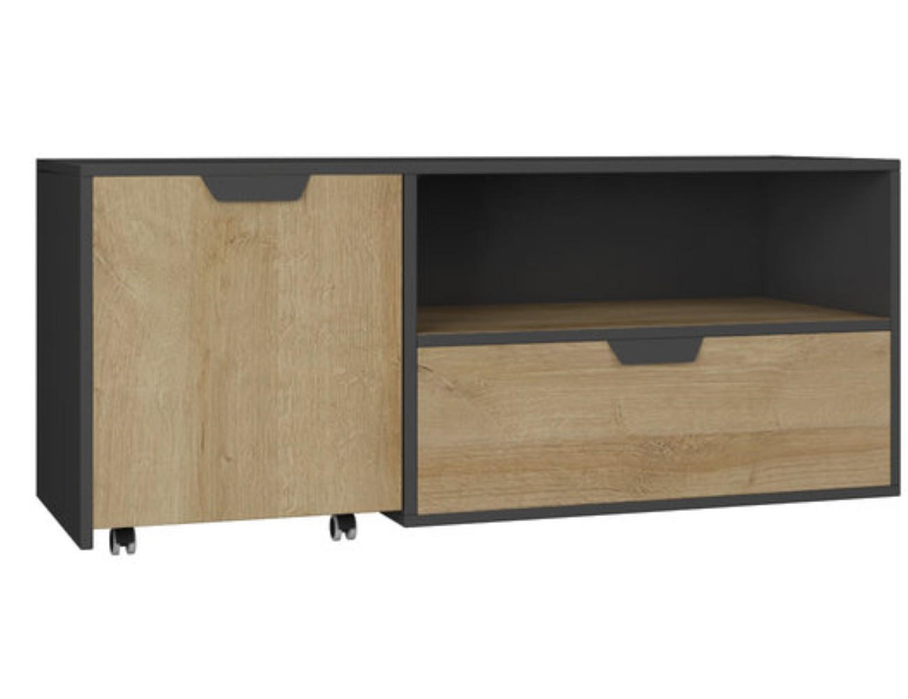 LOWBOARD CORTINA 120/45/50 cm, Graphitfarben - Eichefarben/Graphitfarben, Holzwerkstoff (120/45/50cm) - MASSENO