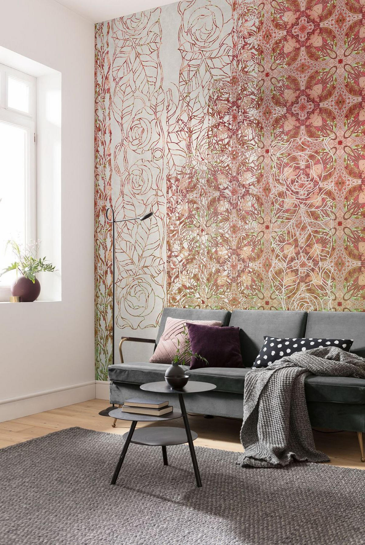FOTOTAPETE Jugendstil 250 x 280 cm - Rot, Papier (250/280cm) - Sanders & Sanders