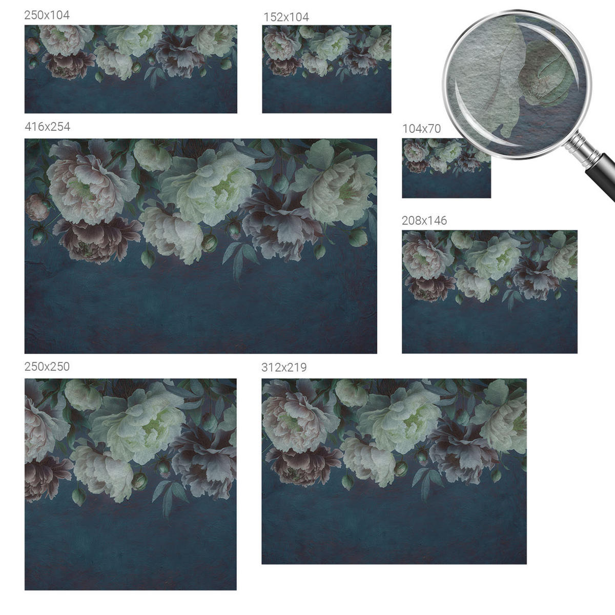 FOTOTAPETE 104x70 cm - Florale Eleganz - Pink, Textil (104/70cm) - Wallfluent