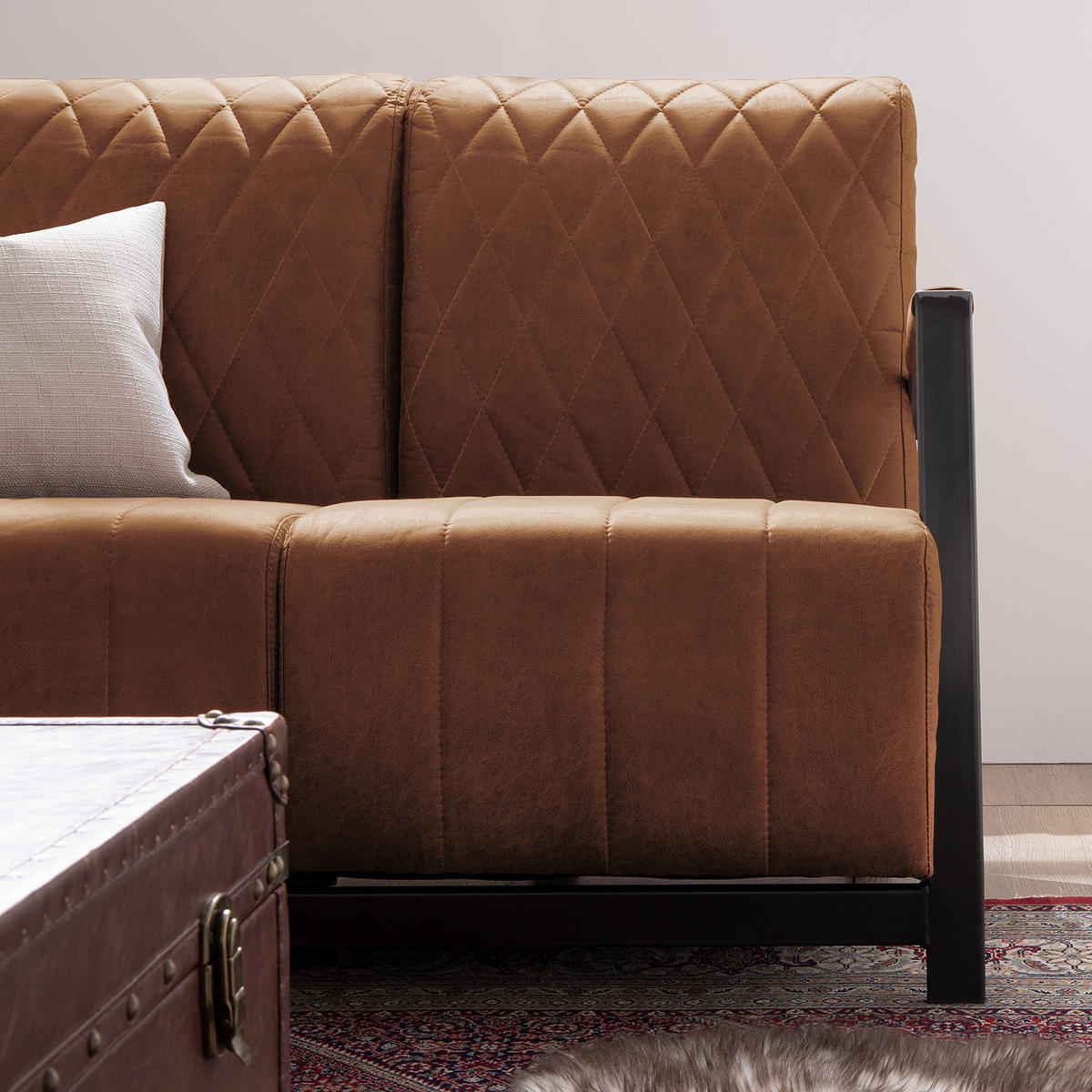 2-SITZER SOFA - Antiklederlook - Braun, Textil (114/83/83cm) - home24