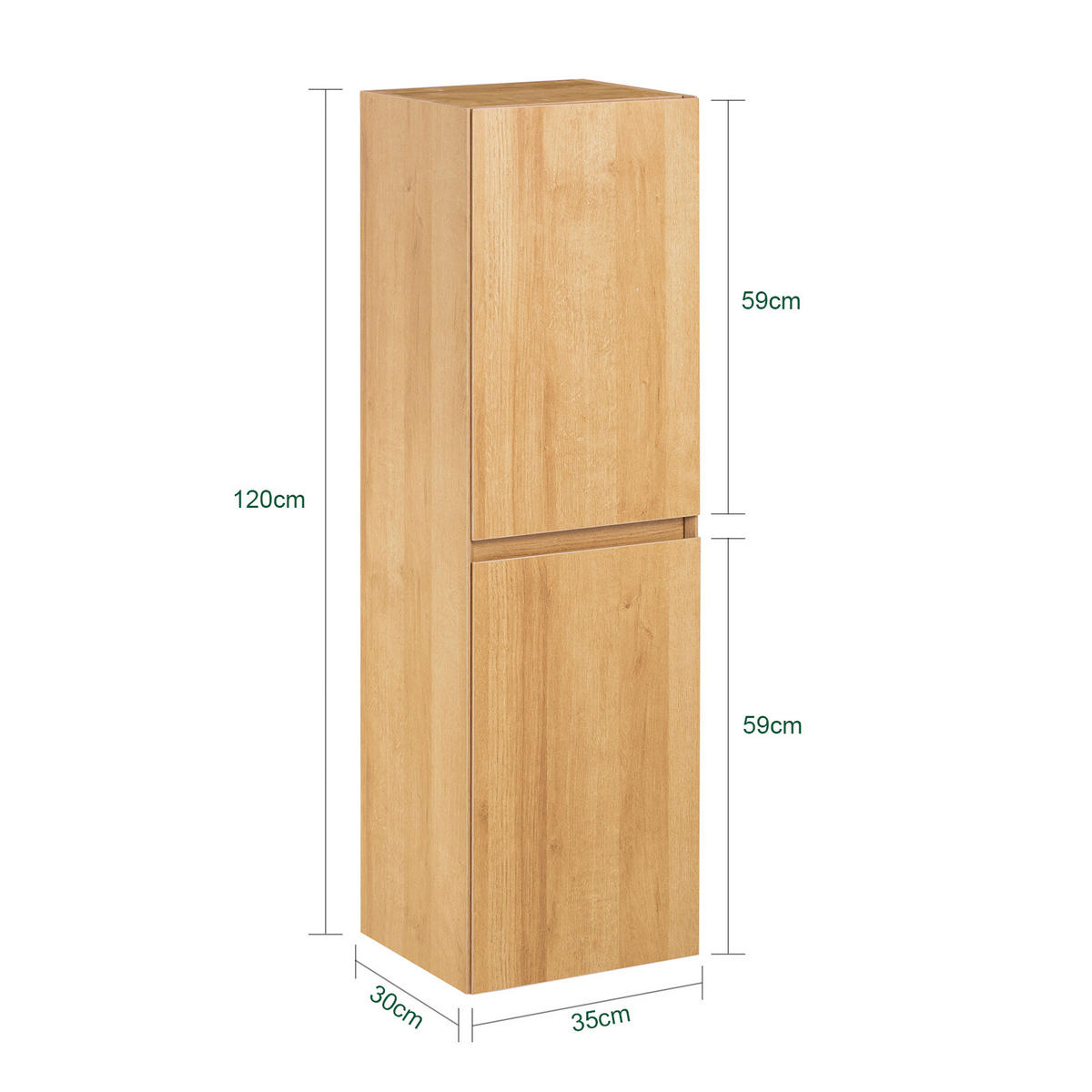 HÄNGESCHRANK Natur - Braun, Holzwerkstoff (35/120/30cm) - SoBuy