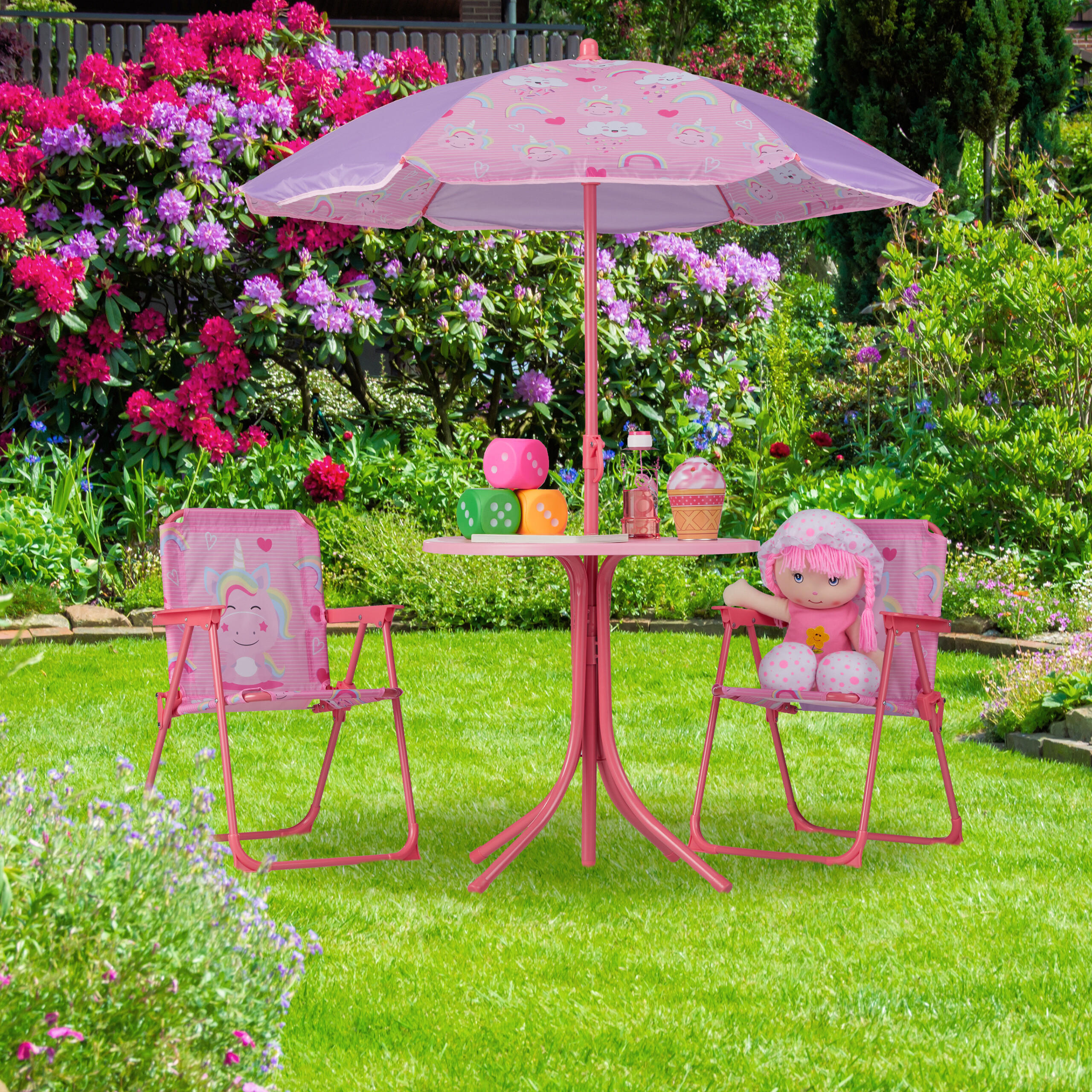 CAMPING-KINDERSITZGRUPPE - Multicolor, Kunststoff/Textil - Relaxdays