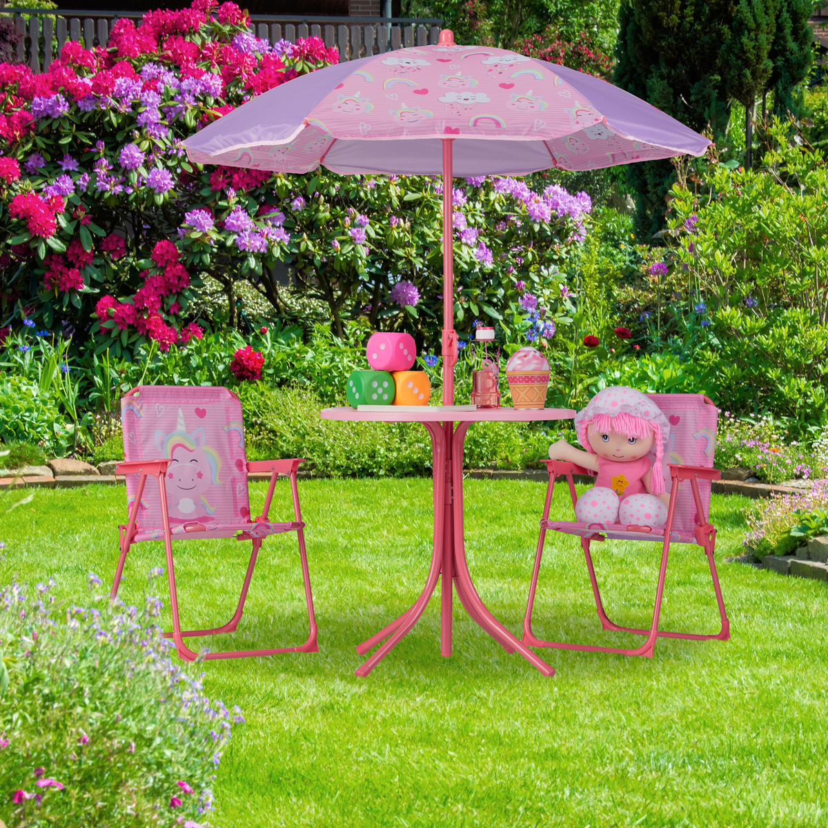CAMPING-KINDERSITZGRUPPE - Multicolor, Kunststoff/Textil - Relaxdays