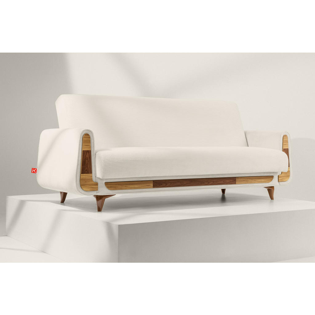 Thumbnail - Konsimo® 3-Sitzer-Schlafsofa, Creme, Holz, Holzwerkstoff, Textil, 230x98x98 cm, Wohnzimmer, Sofas & Couches, Schlafsofas