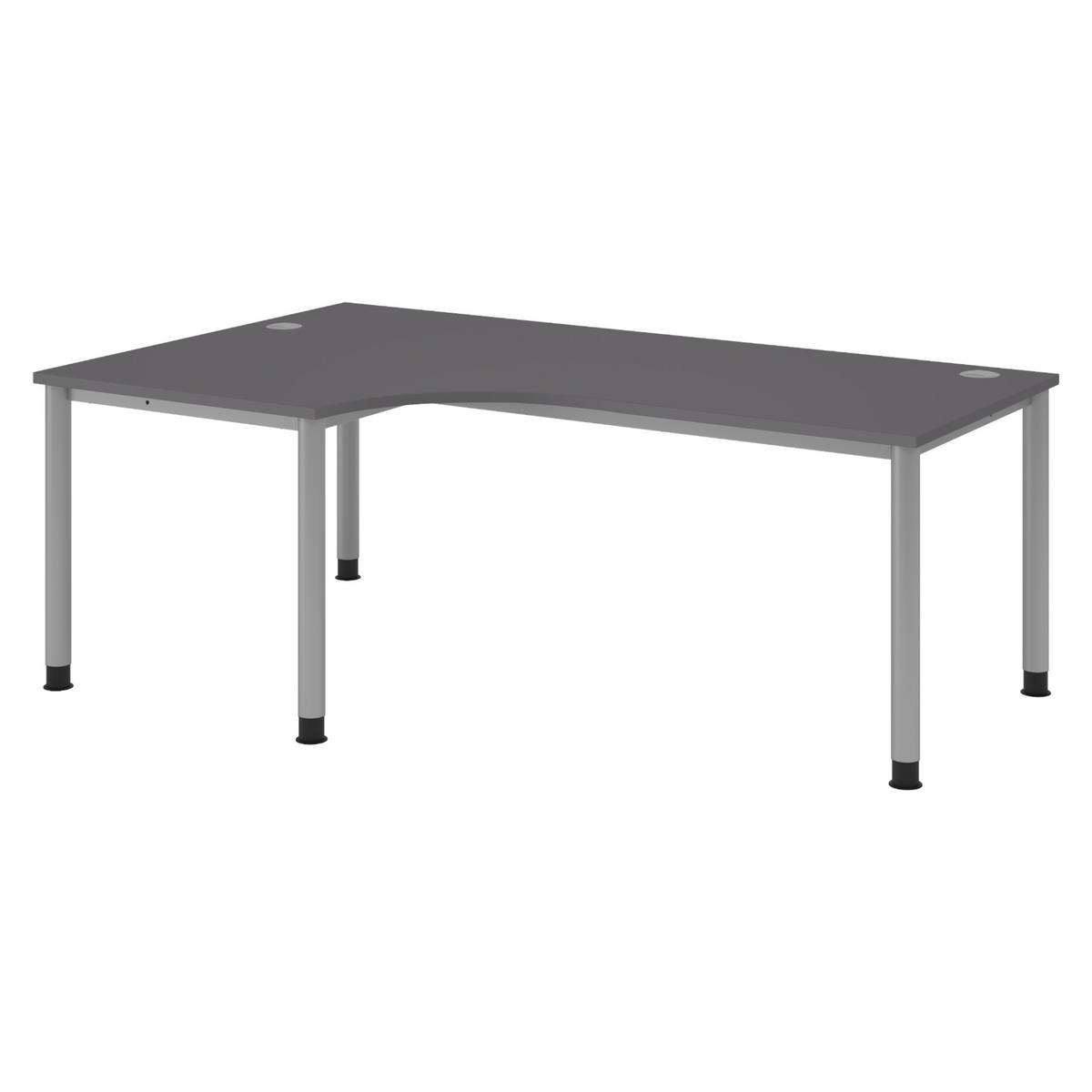 SCHREIBTISCH Serie-H Gestell: Silber 120/200/74 cm in Graphitfarben - Graphitfarben, Holzwerkstoff (120/200/74cm) - bümö
