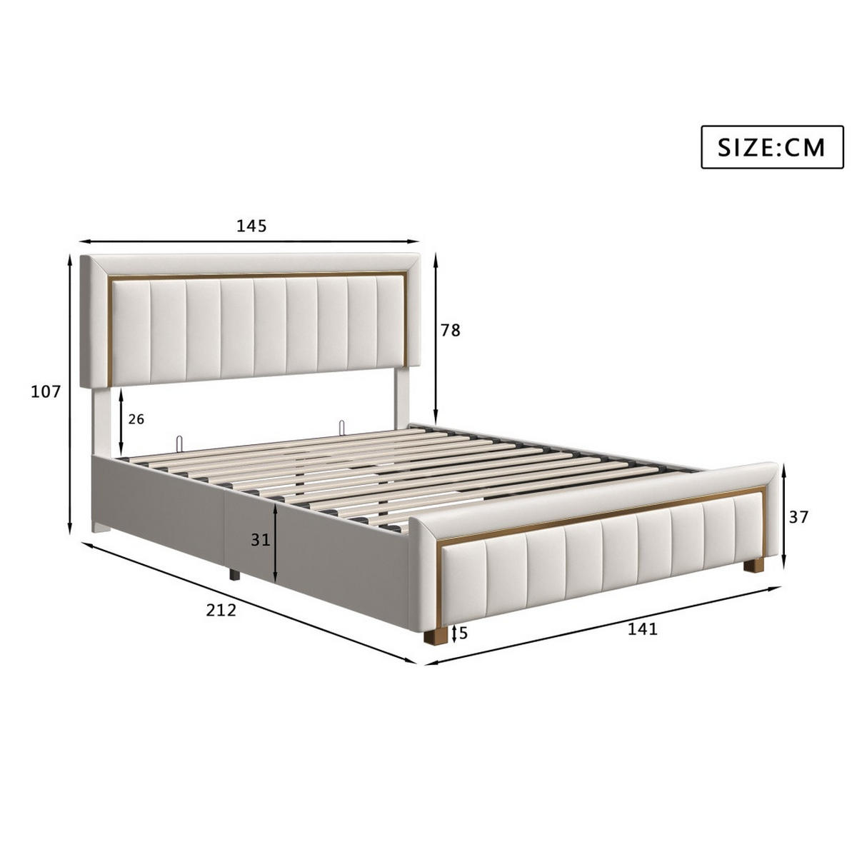 POLSTERBETT 140/200cm, mit hydraulischem Stauraum, Lattenrost, Polsterbett aus Samt, Beige - Beige, Holzwerkstoff (140/200cm) - Brevoria