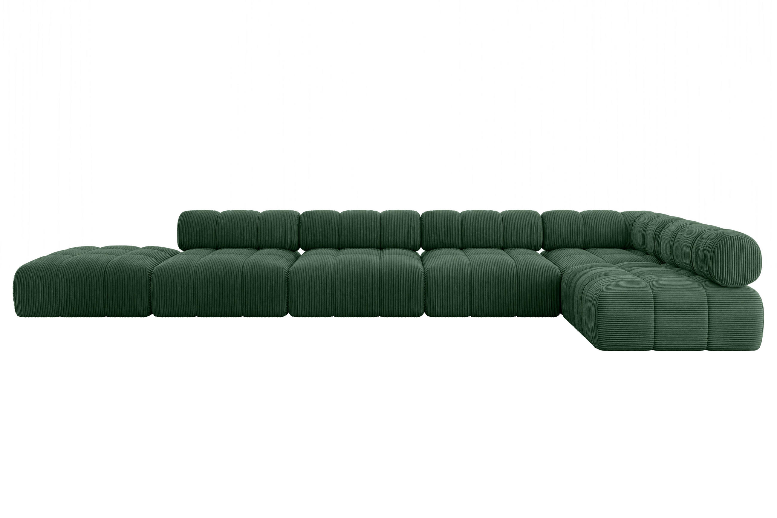 ECKSOFA modulares Sofa Favio-L3 - 475x190x70 cm Grün Cord - Grün, Holzwerkstoff/Textil (475/190cm) - ALTDECOR