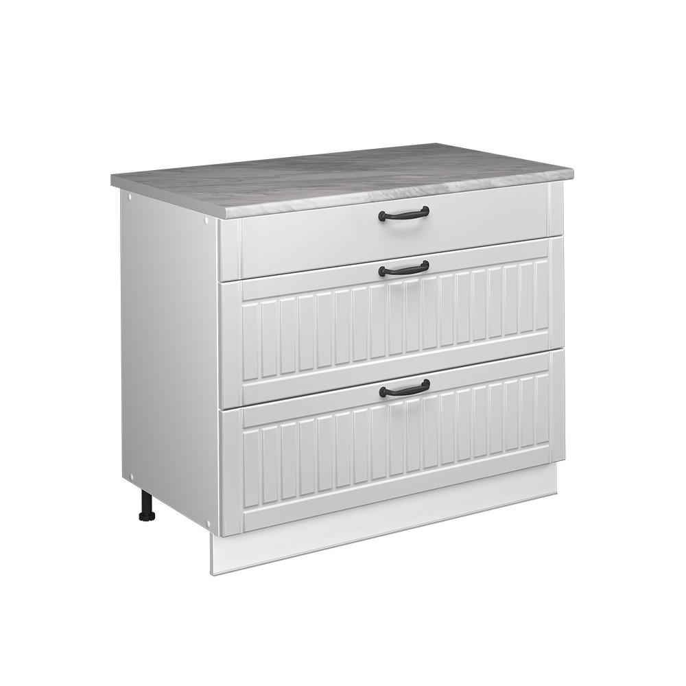 KÖKSUNDERSKÅP Fame-Line, Vitt hus på landet/Vit, 100 cm, AP Marble Vit, Vit 82/100/60 cm