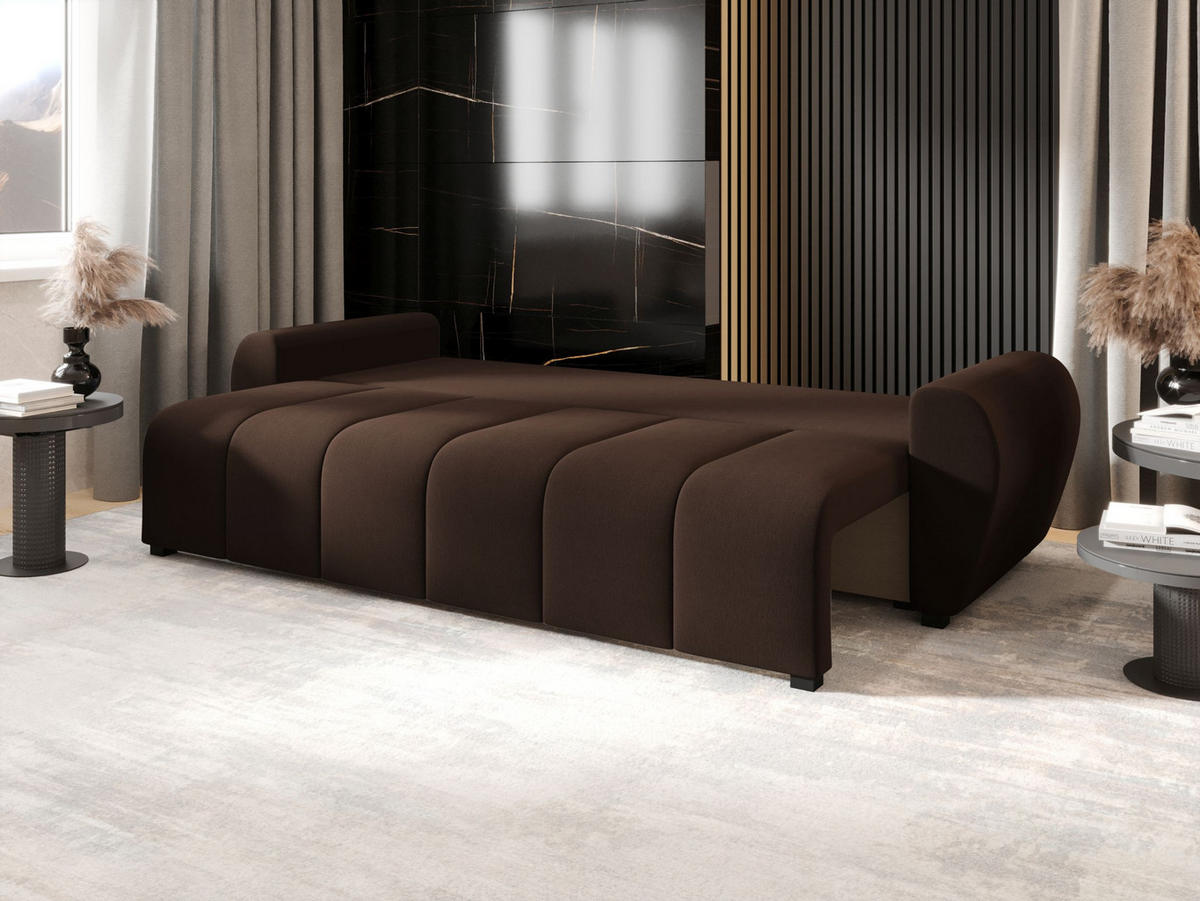SOFA MOLISA mit Schlaffunktion COSMIC 800 mit Stauraum - Dunkelbraun, Textil (86/82/246cm) - Bedante