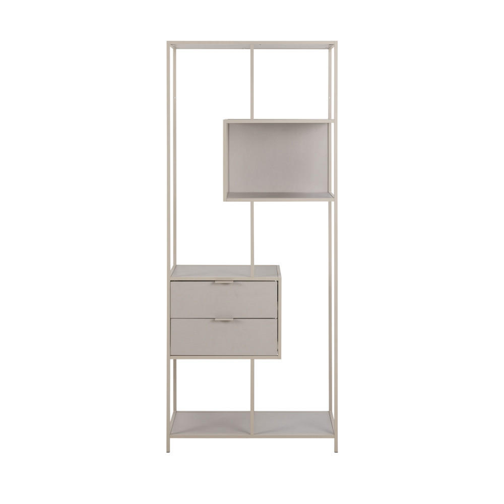 METALLREGAL mit 2 Schubladen, Höhe 185 cm - Hexa - Beige - Beige, Metall (77/185/35cm) - Drawer