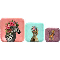 TABLETTS savanna dreams Tiermotive 3er-Set - Multicolor, Metall (1.5cm) - FURNARO