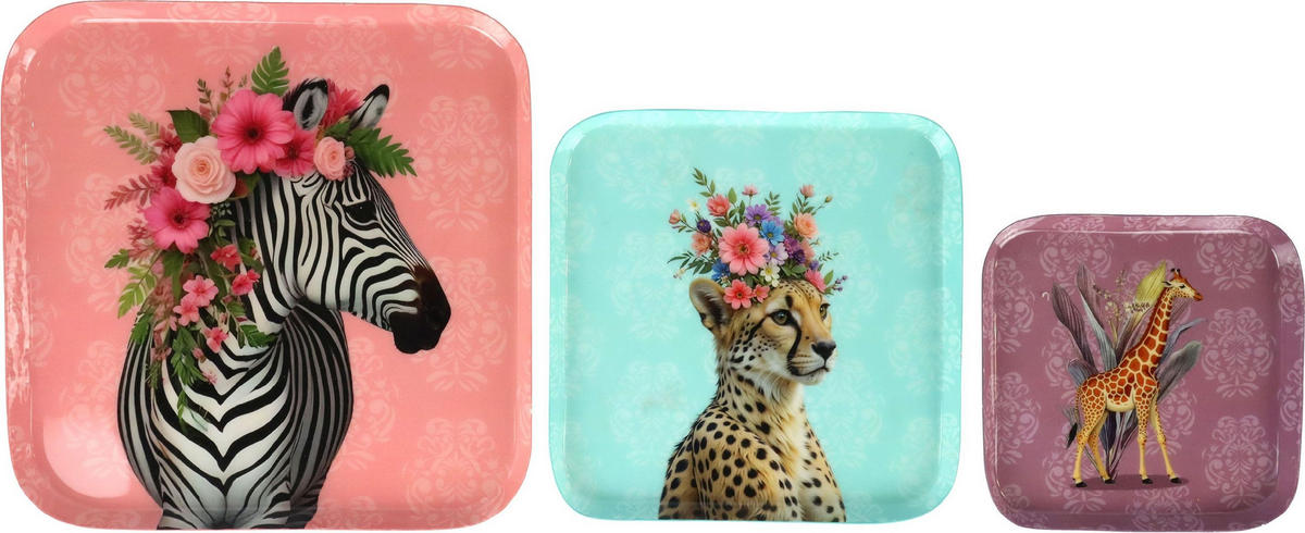 TABLETTS savanna dreams Tiermotive 3er-Set - Multicolor, Metall (1.5cm) - FURNARO