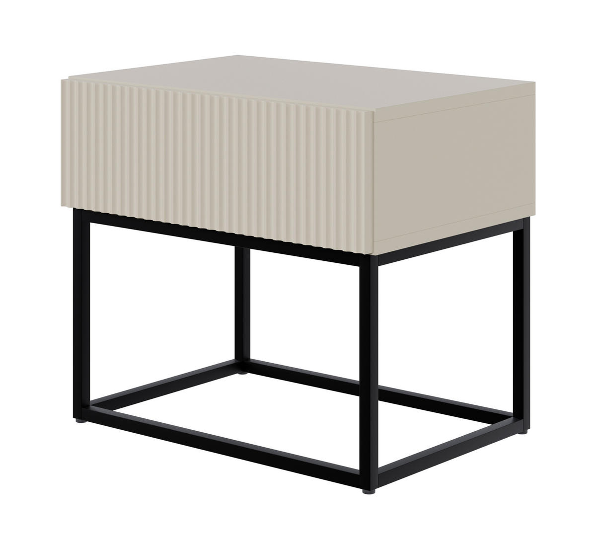 NACHTSCHRANK Veldio Graubeige mit schwarzen Beinen 50 cm - Greige/Schwarz, Holzwerkstoff/Metall (50/44/35.6cm) - Selsey