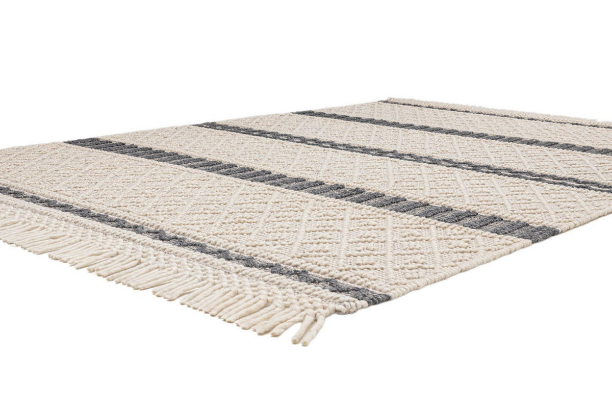 FALCHWEBETEPPICH Macrame Style, beige/schwarz 170x240 cm - Naturfarben, Textil (170/240cm) - Rug and Roll