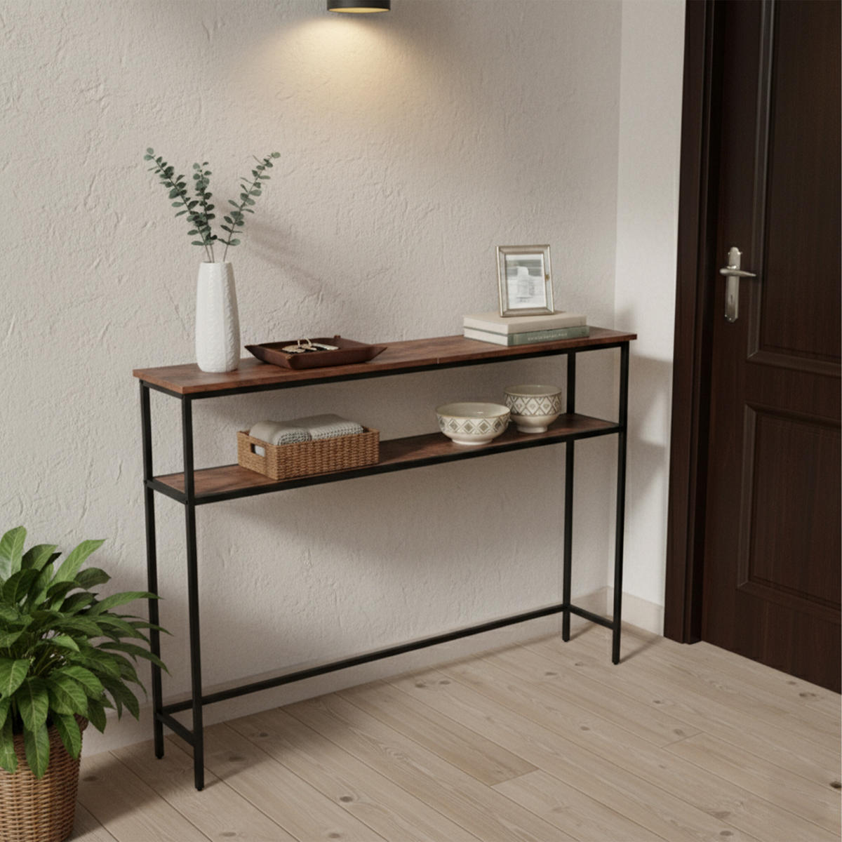 KONSOLENTISCH - Braun, Holzwerkstoff/Metall (20/120/80cm) - Relaxdays