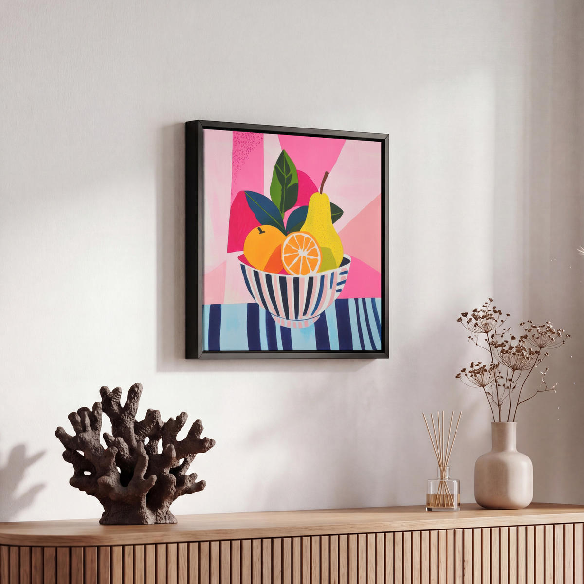 LEINWAND Bilder mit Rahmen - Obst - Abstrakter Hintergrund - Rosa - 20x20 - Pink, Textil (20/20cm) - OnlyWow