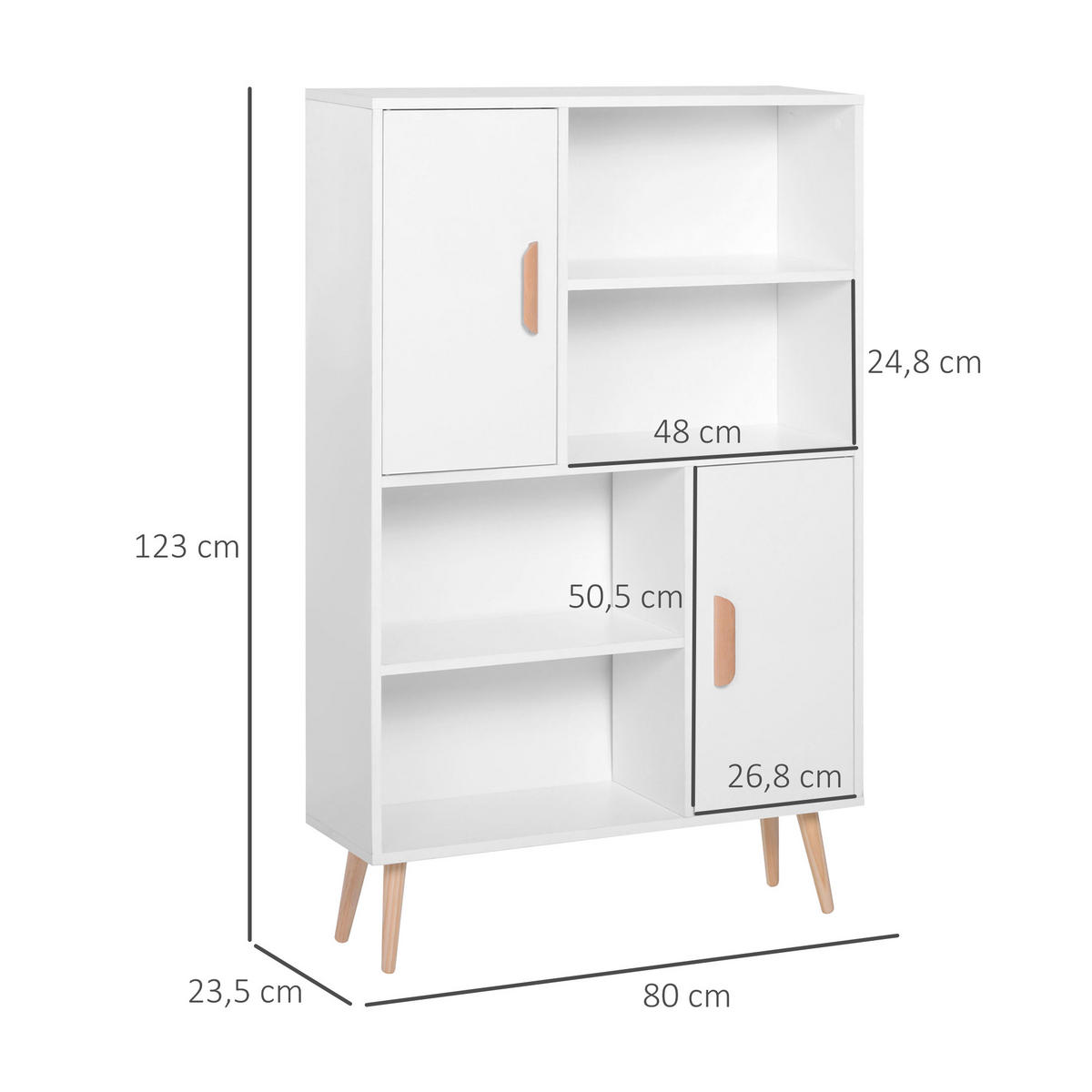 AKTENREGAL DE-14402 skandinavisch mit 2 Schränken Weiß - Weiß, Holzwerkstoff (235/123/80cm) - ComfortXL