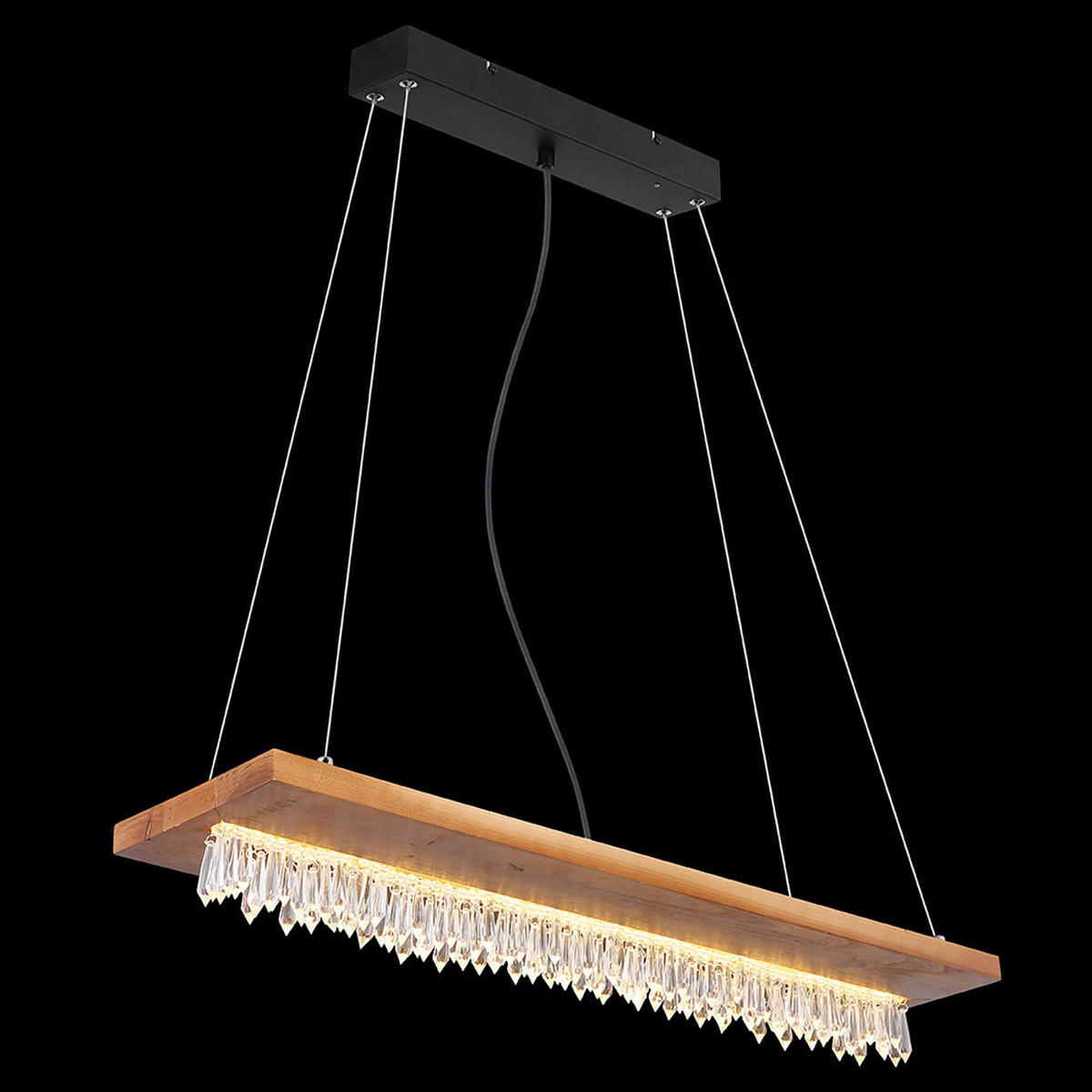 LED HÄNGELEUCHTE Holz Braun Kristalloptik - Braun, Holz (80/20/145cm) - Globo Lighting