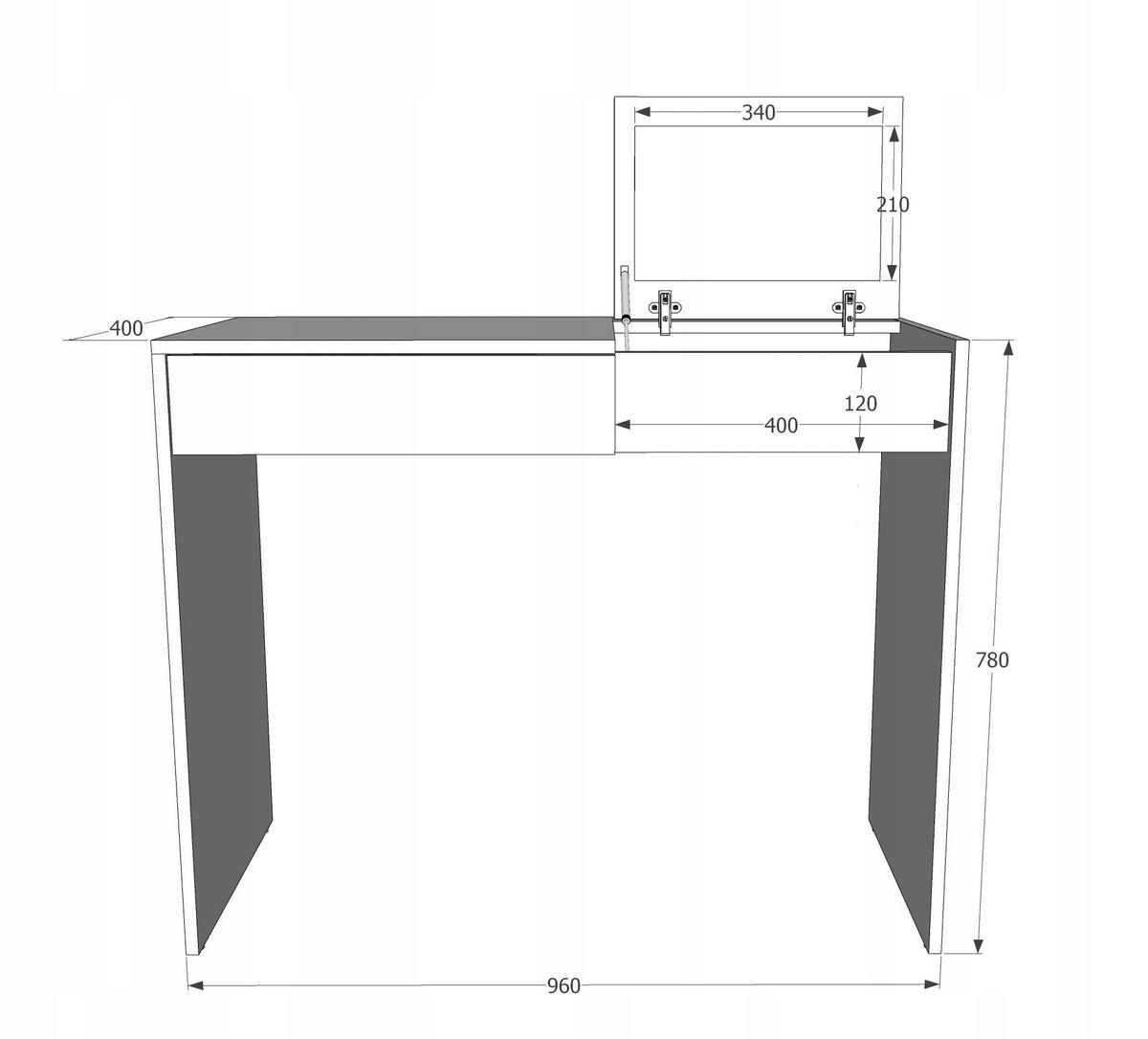 SCHMINKTISCH Opera Schwarz 96/40/78 cm - Schwarz, Holzwerkstoff (96/78/40cm) - Matkam Möbel