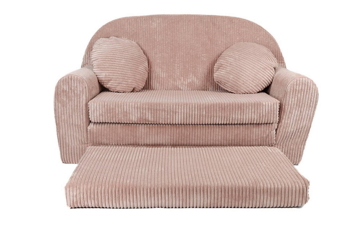 KINDERSOFA MIT VERLÄNGERUNG aus Kuschel-Cord in Altrosa - Altrosa, Textil (100/60/50cm) - Fortisline