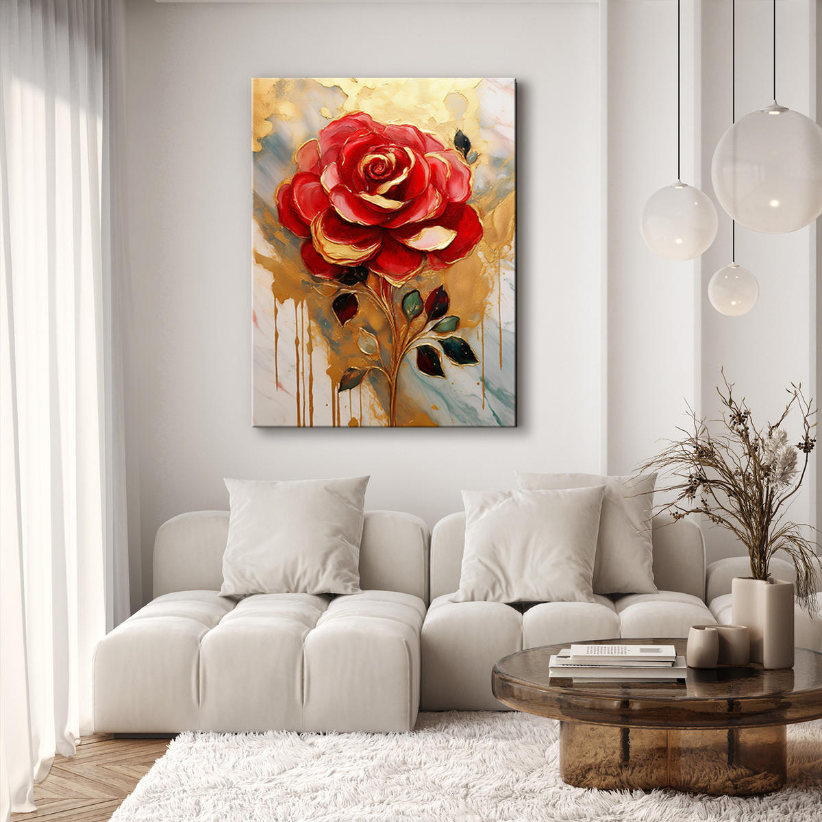 WANDBILD rose gold glamour - Rot, Textil (40/60cm) - Feeby