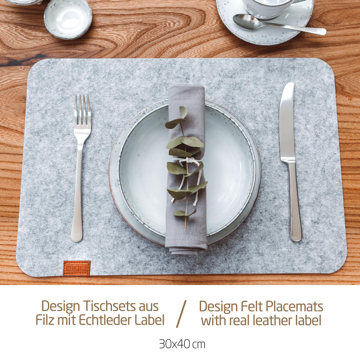 TISCHSETS eckig 6er-Set - Hellgrau, Textil (44/45/3cm) - Miqio Design