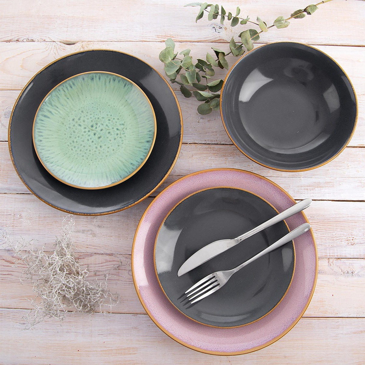 SPEISETELLER Glaze flach grau - Grau, Keramik (27/27/3.5cm) - Orion 