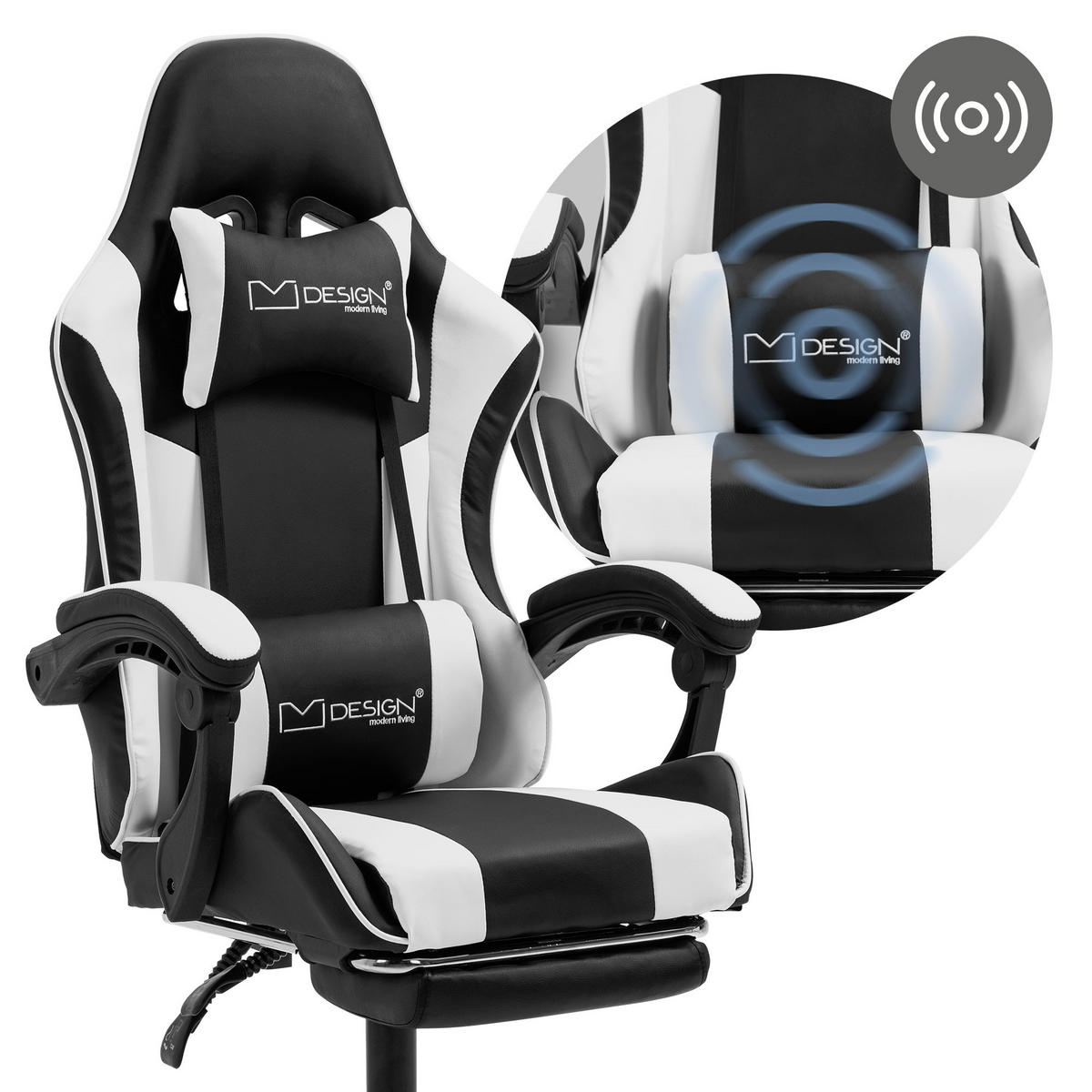 GAMING-STUHL schwarz weiß - Weiß, Metall (62/128/62cm) - ML-DESIGN