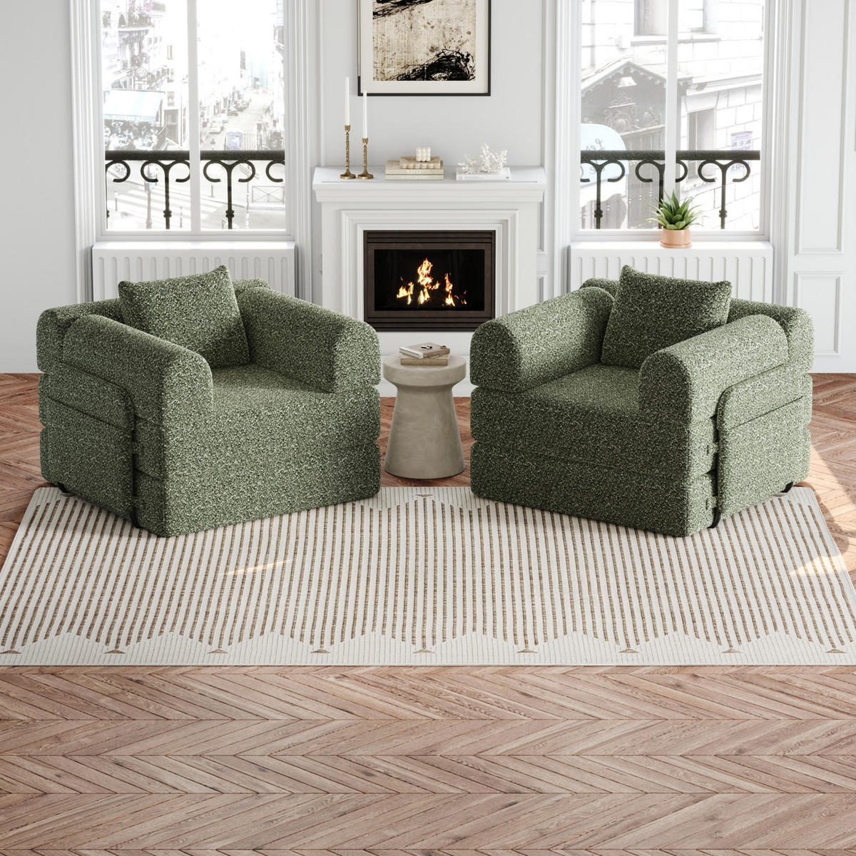 2-SITZER Sofa, 2 in 1 Schlafsofa mit Stauraum und Armlehnen,Chenille,Grün - Grün, Textil (184/69/91cm) - PARAFTA HOME