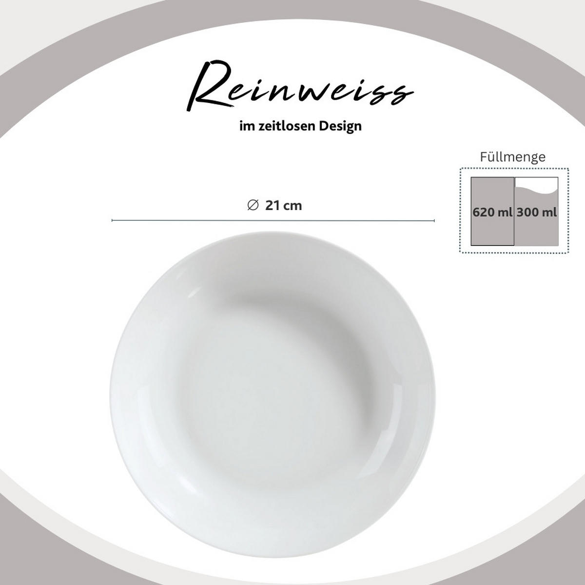 SUPPENTELLER SET NEW PORT - 6 teilig aus Porzellan - Weiß, Keramik (21cm) - Sänger
