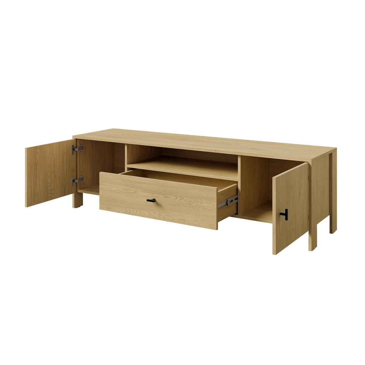 TV-SCHRANK stehend Ethan 2D1S 160 Eiche Cremona - Eichefarben/Schwarz, Holzwerkstoff/Metall (160/46/40cm) - mzm24