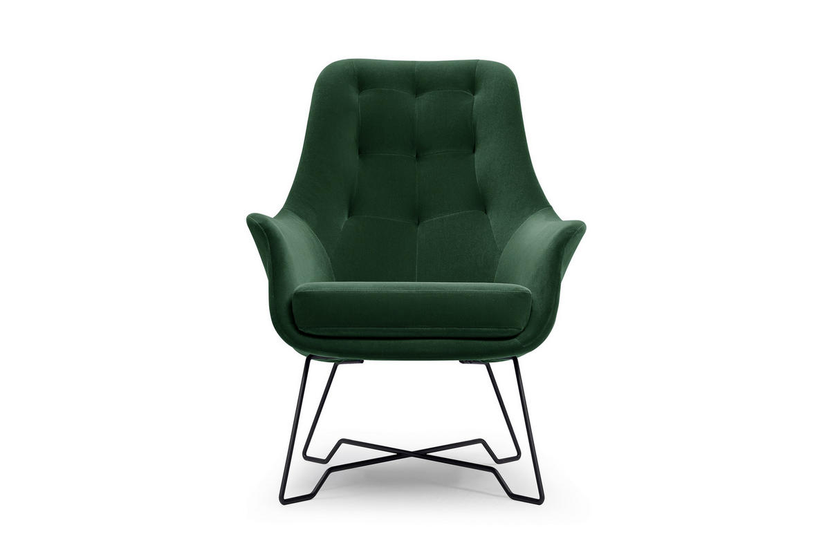 SESSEL SEDUTA, Modern Polstersessel Loungesessel, Velours-Stoff Grün - Grün, Holz/Metall (72.5/101.5/83cm) - MASSENO