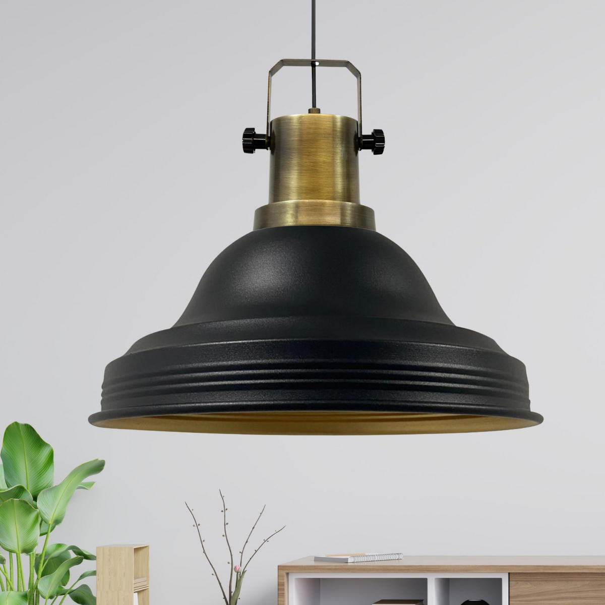 PENDELLEUCHTE Ulmete 30/27 cm - Goldfarben/Schwarz, Metall (30/27cm) - Bamyum