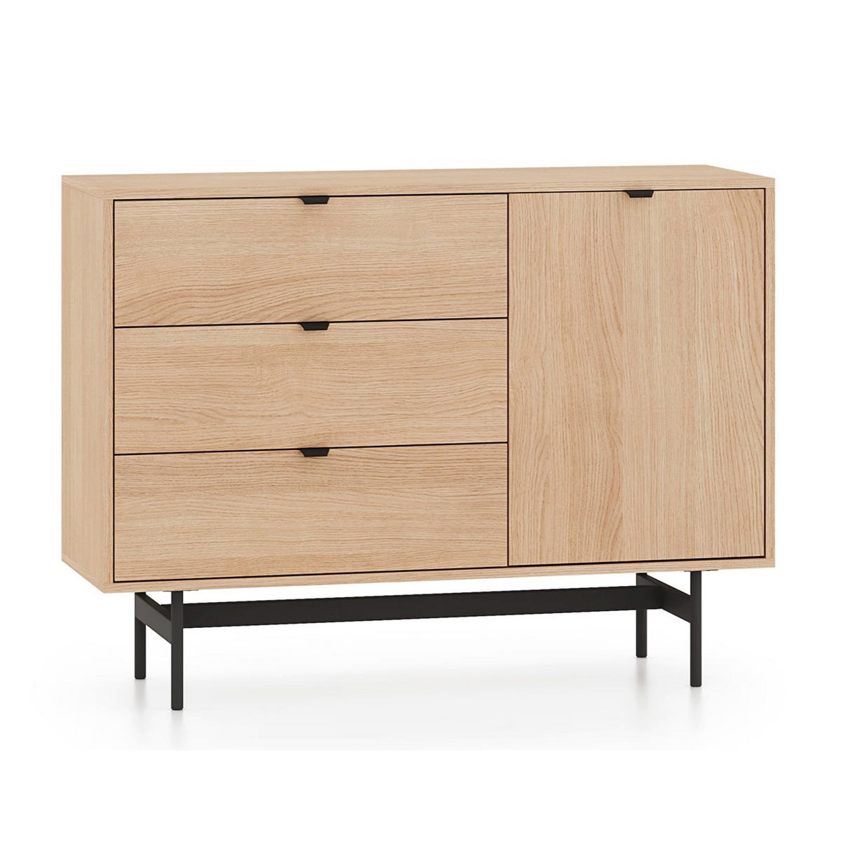 KOMODA Heggers 1-dveřová 115 cm - černá/barva dubu, kov/kompozitní dřevo (115/85/40cm) - Selsey