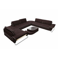 WOHNLANDSCHAFT RotelloU-Form Mokka Weiß Mikrofaserstoff - Mokka, Kunststoff (457/329cm)