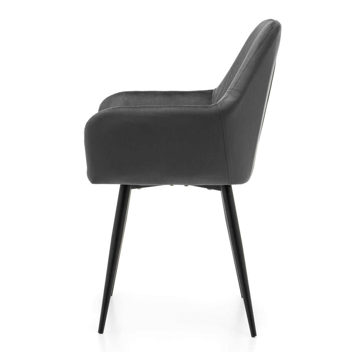 STUHL IVO gepolstert - grau - Samt Velours - Schwarz/Grau, Textil/Metall (55/88/54cm) - NEW HOME