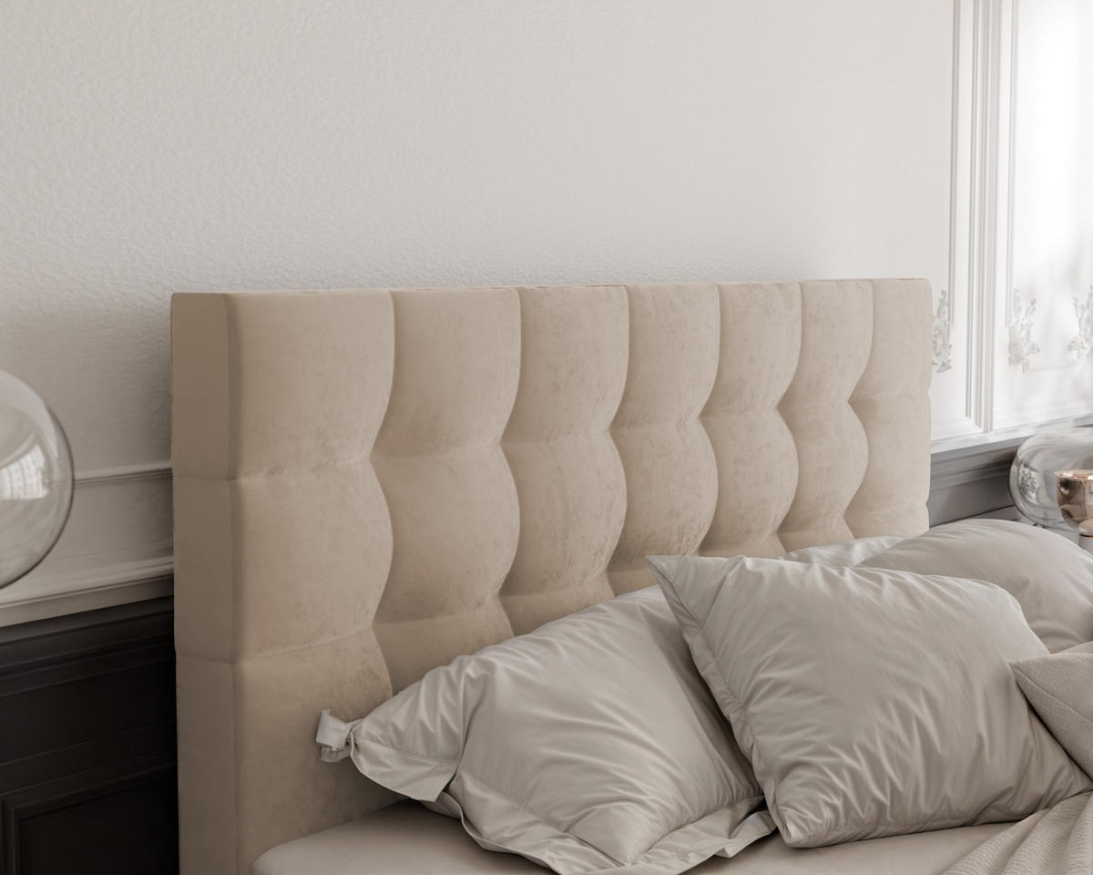 BOXBETT GRAND 180/200 cm, in Hellbeige, mit Matratze und Topper - Sandfarben, Holzwerkstoff/Textil (180/200cm) - Idohome