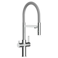 3-WEGE-KÜCHENARMATUR, Verchromt und Grau, 2-Strahl-Brause - Grau, Metall (20.61/48/20.61cm) - VIZIO