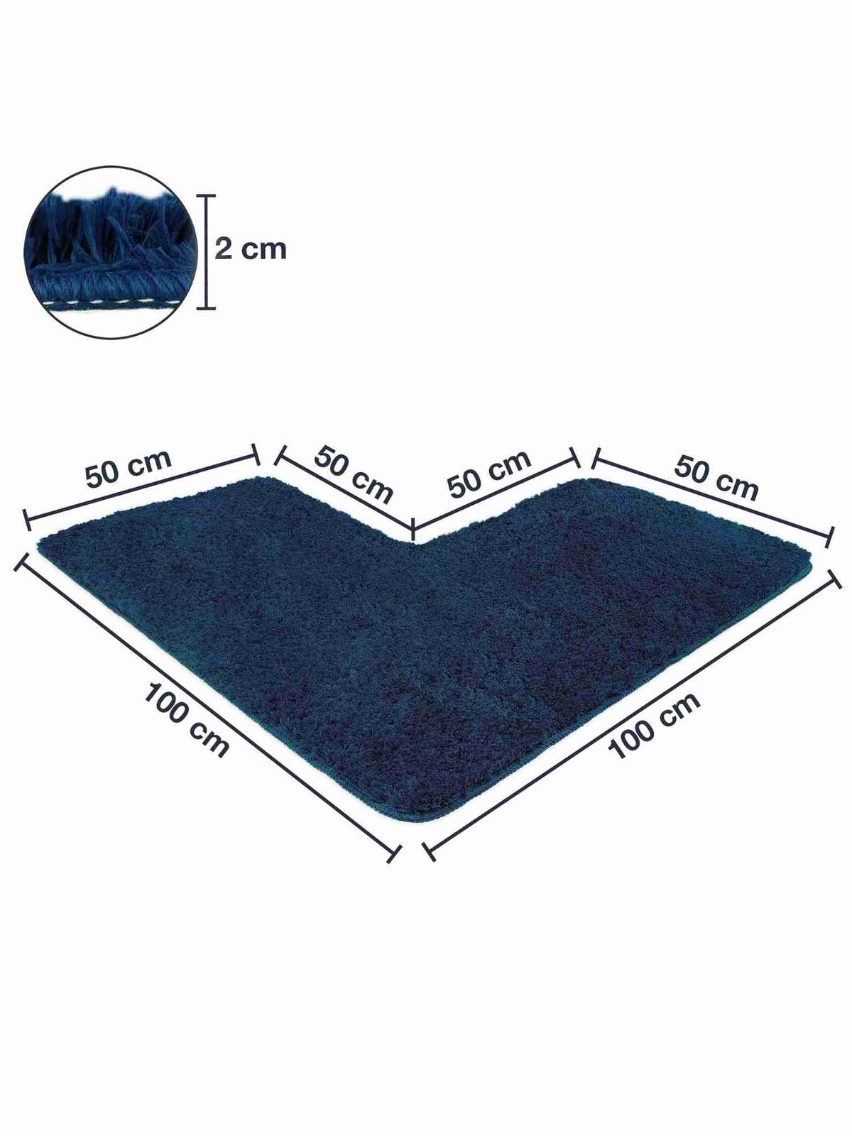 ECKBADEMATTE Florenz - Dunkelblau, Textil (100/100cm) - WohnDirect