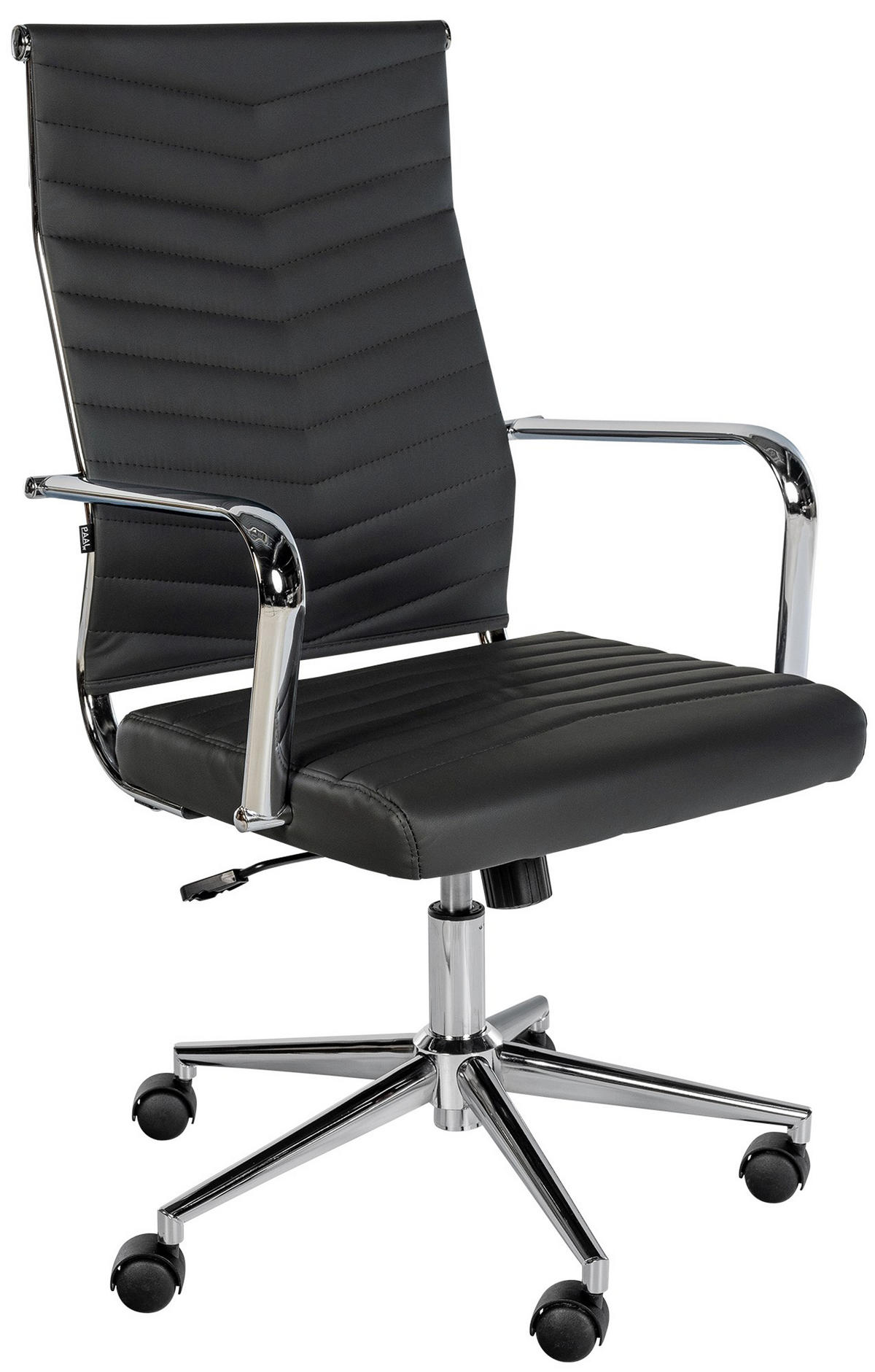 BÜROSTUHL Zynor Kunstleder schwarz - Chromfarben/Schwarz, Metall (57/109/60cm) - TPFLiving