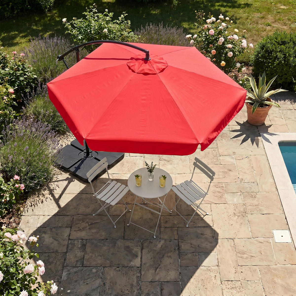 SONNENSCHRIM Rot 245/300 cm - Rot/Schwarz, Metall (300/300cm) - Akord