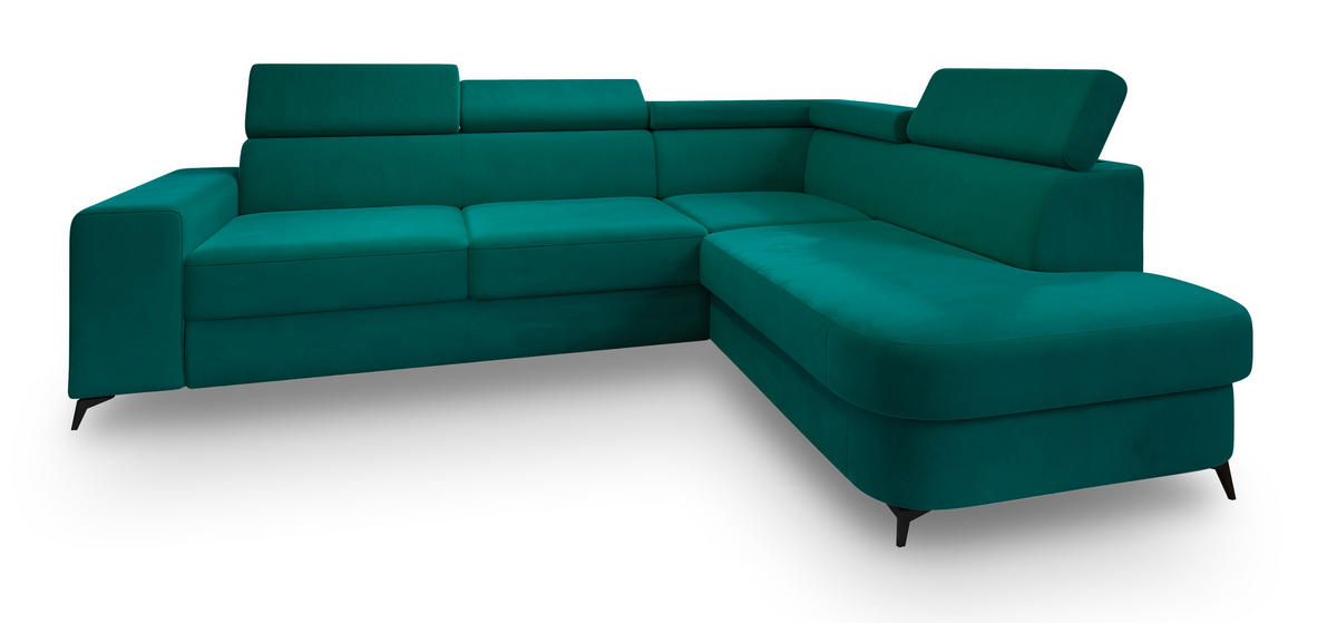 ROHOVÁ SEDAČKA ALVORO tyrkysová - černá/tyrkysová, kov/dřevo (253/190cm) - MASSENO