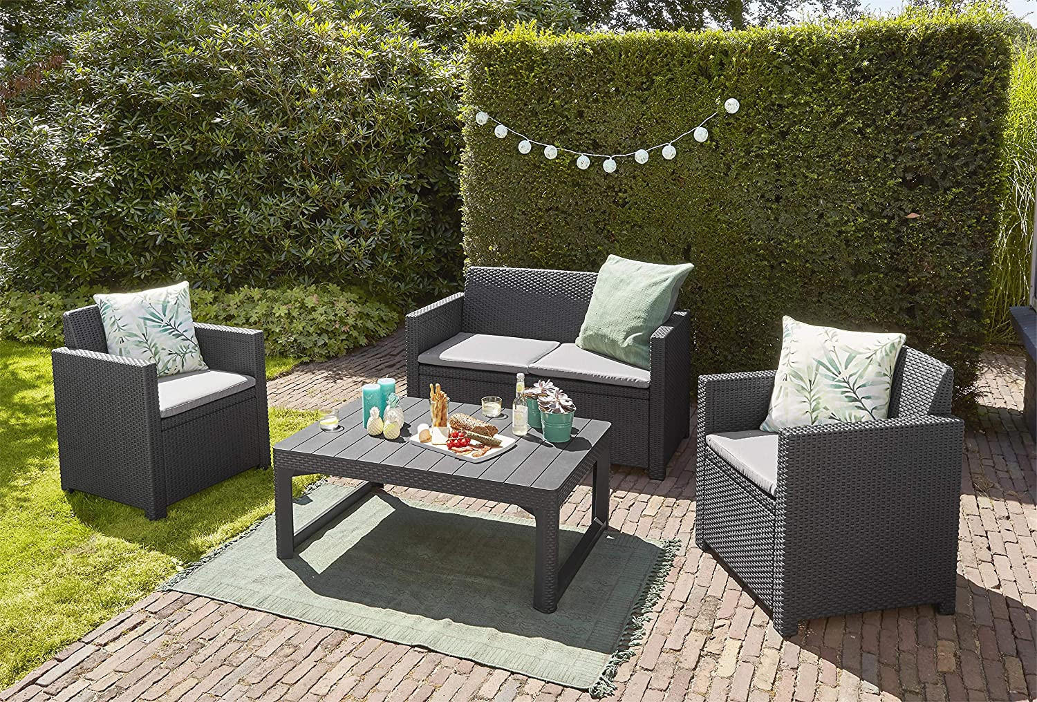GARTENTISCH Lyon Lounge Tisch anthrazit, Gartentisch, höhenverstellbar - Anthrazit, Kunststoff (116/71.5/40cm) - Allibert