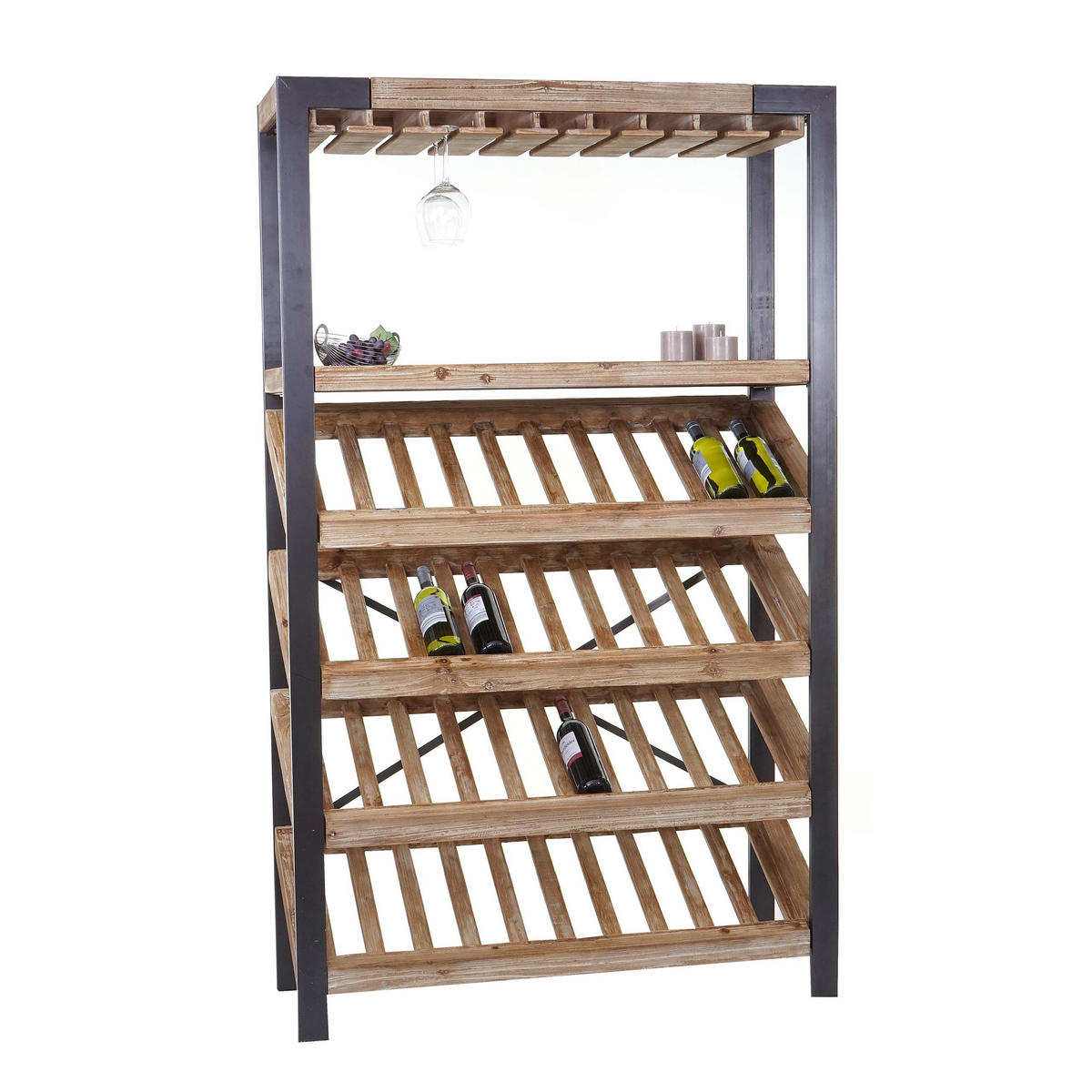 WEINREGAL Braun, Schwarz - Schwarz/Braun, Holz (114/189/39cm) - MCW