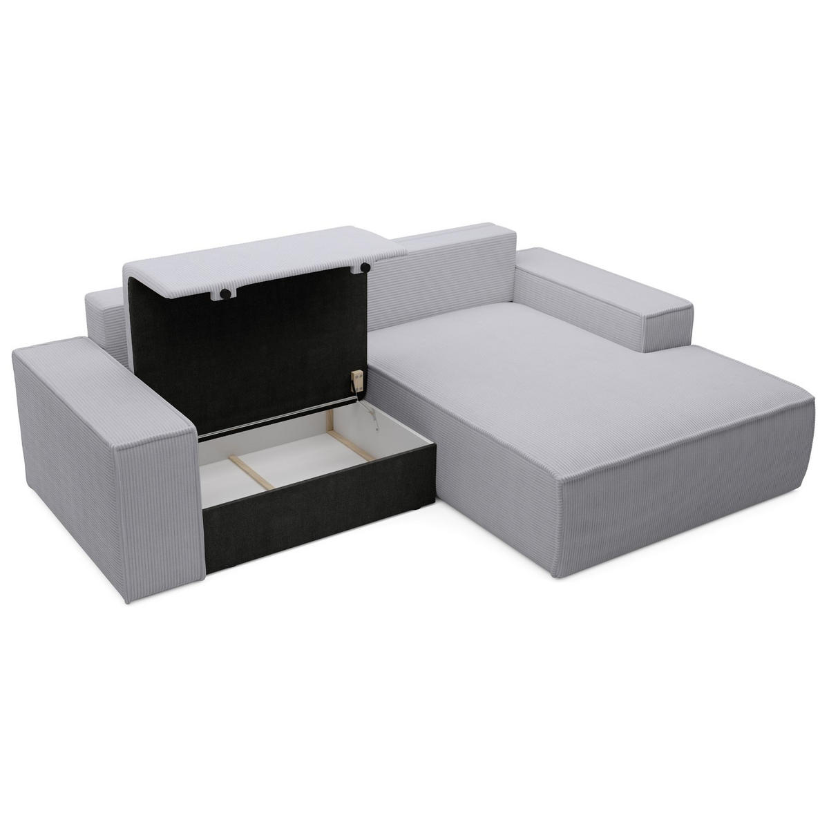 ECKSOFA Farese Mini mit Cordbezug Hellgrau, rechts - Hellgrau/Schwarz, Textil (240/167cm) - Selsey