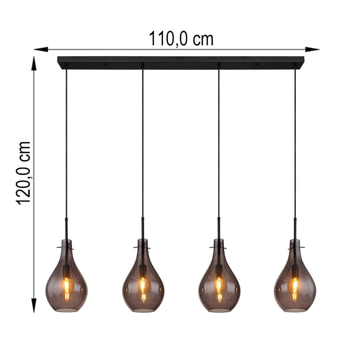HÄNGELEUCHTE FLIPS Glas Grau Rauchoptik - Grau, Glas (110/18/120cm) - Globo Lighting