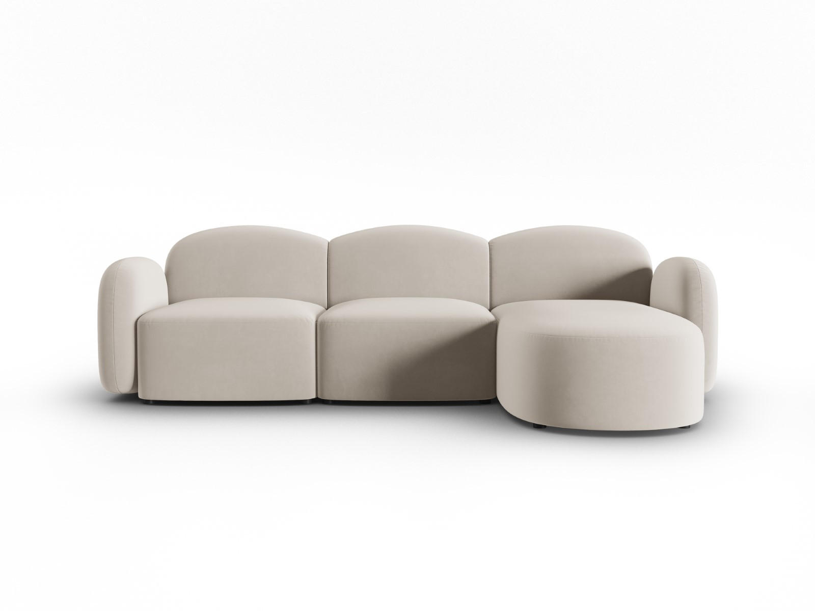 ECKSOFA rechts Blair aus Samt leichtes beige 4 Sitzplätze - Beige, Textil (155/272cm) - Micadoni