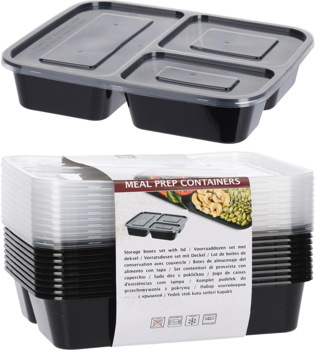 LUNCHBOX Basic Schwarz 21.5/18.5/12 cm Kunstoff - Schwarz, Kunststoff (18.5/12/21.5cm) - Mondex