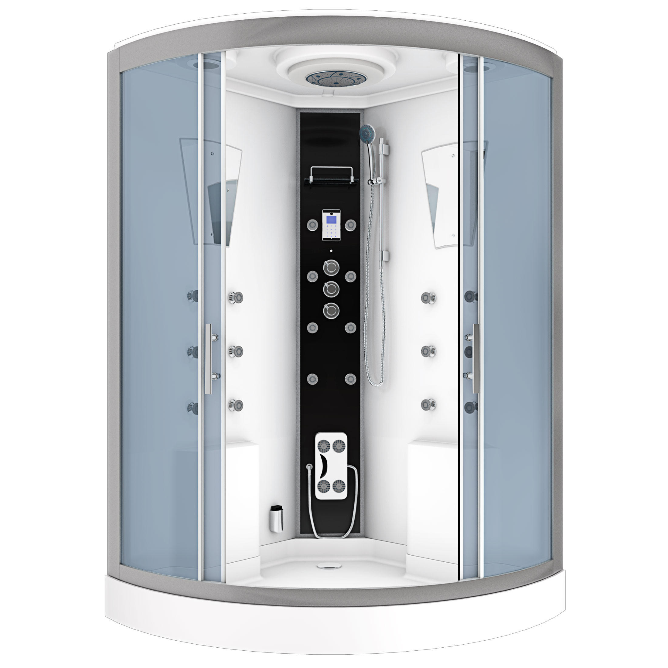 ACQUAVAPORE Dampfdusche Sauna Dusche Duschkabine D26-TH-EC-EA 130x130 cm MIT 2K Scheiben Versiegelung - Weiß, Glas/Kunststoff (130/130/220cm) - AcquaVapore by Sandra Jentho
